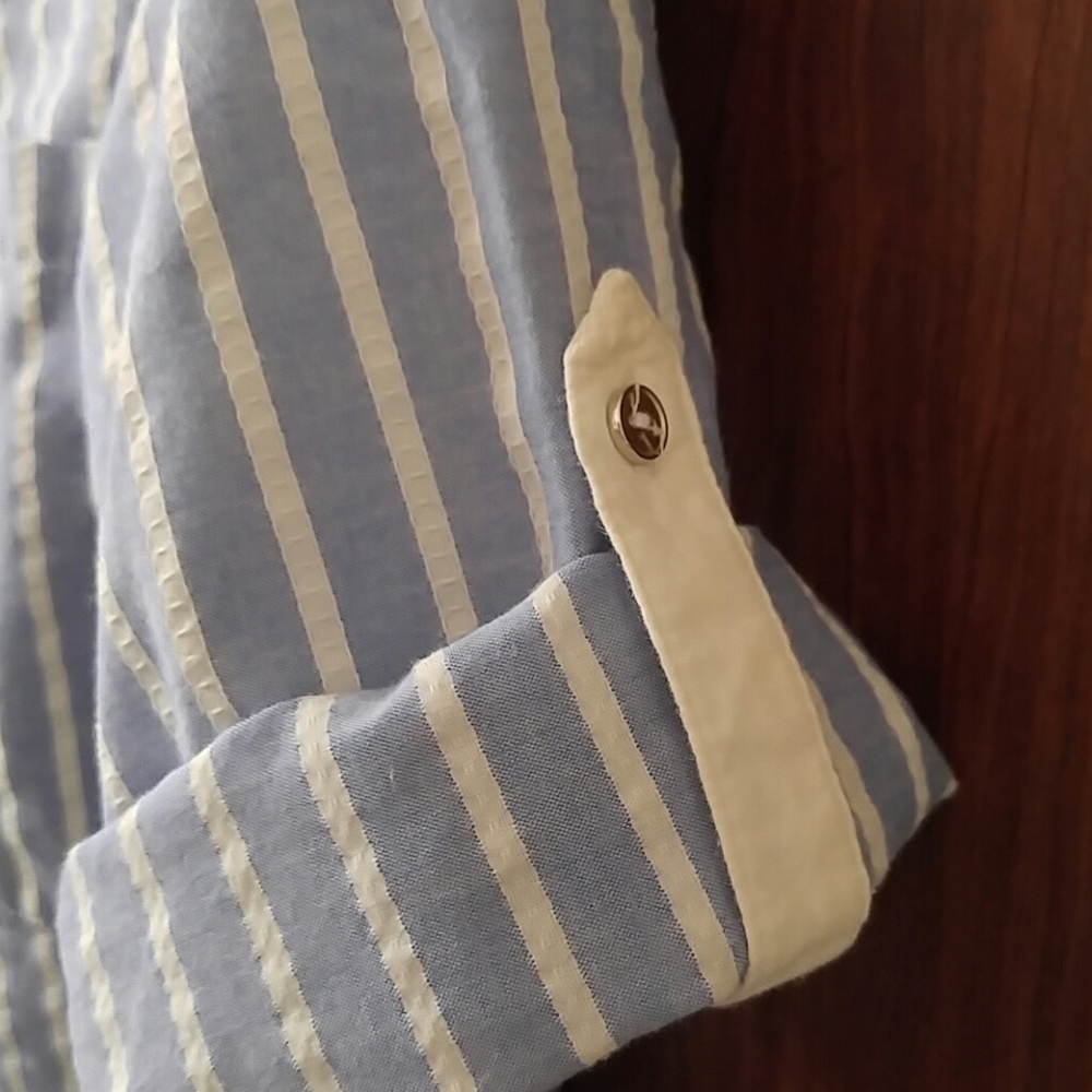 Zara Basic Striped Button Up Size X-Small - image 3